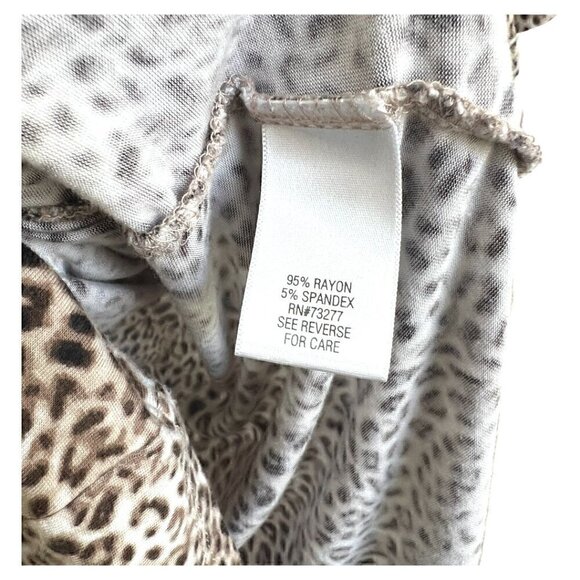 Dana Buchman Women’s Brown White Leopard Print Wrap Style V-Neck Top Size Small - Picture 6 of 8